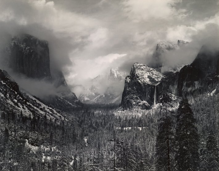 clearing-winter-storm-yosemite-park-1944-by-ansel-adams
